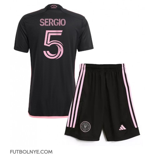 Camiseta Inter Miami Sergio Busquets #5 Visitante Equipación para niños 2024-25 manga corta (+ pantalones cortos)